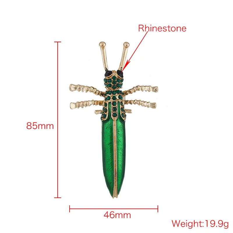 Cartoon Green Enamel Insect Brooches Men Grasshopper animal brooches For Women Lady Classical Fashion  Sweater Decoration Pins