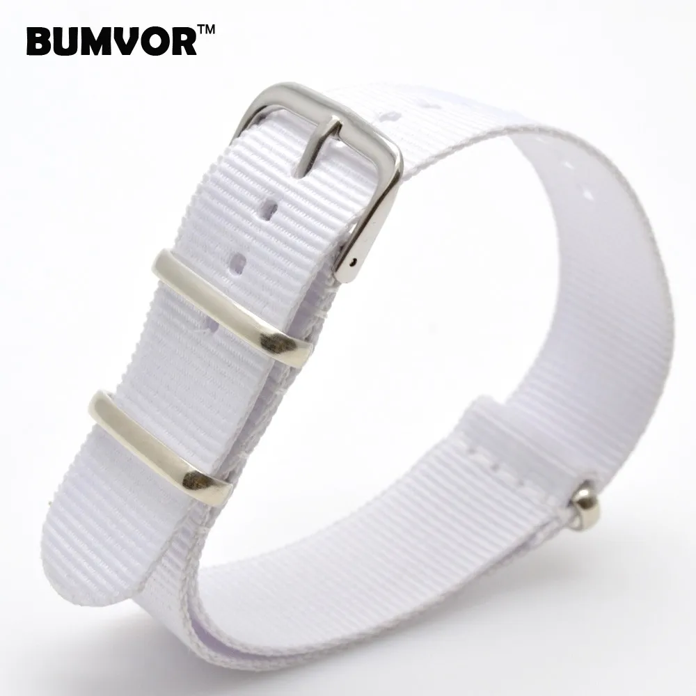 Brand New 20 mm Watchbands Man Women White Nato Fiber Woven Nylon Watch