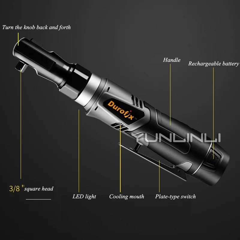 12V Cordless Electric Ratchet Wrench Drill Screwdriver Scaffolding with 2 Battery