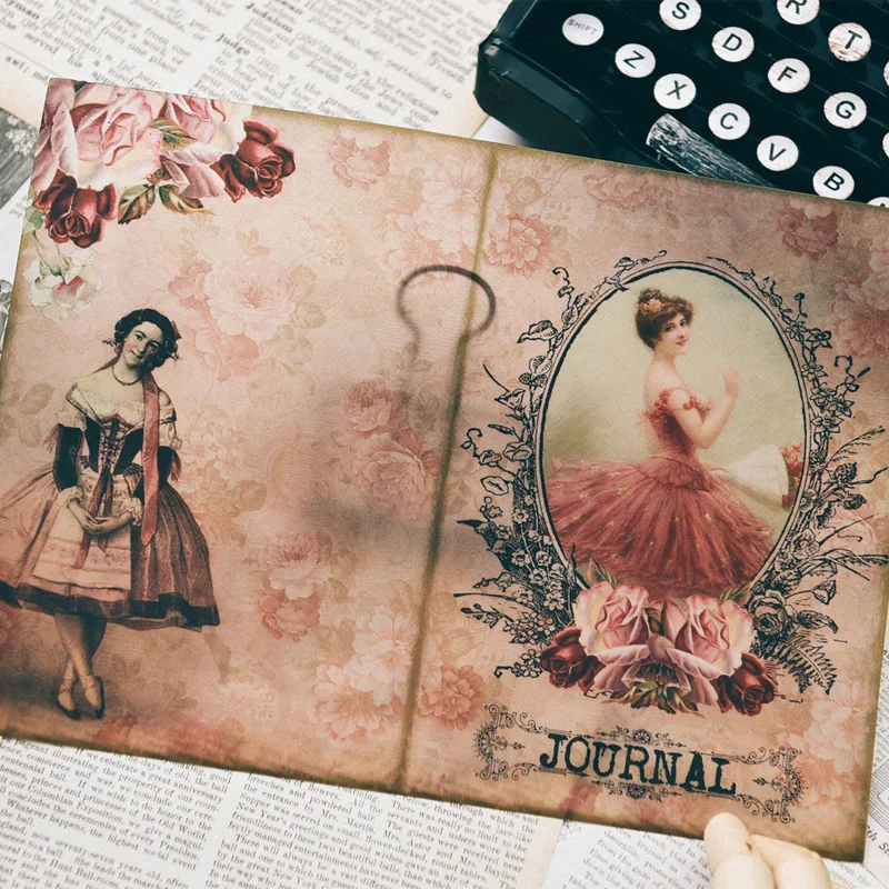 Vintage Elegant Lady Stickers Junk Journal Diary Planner Card Scrapbooking Material Decorative Background DIY Craft Supplies
