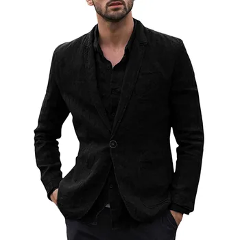 

Men Slim Fit Cotton Blend Solid Long Sleeve Thin Suit Blazer Outwear 3XL terno masculino slim veste homme costume Dropshipping