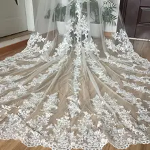 3 м Соборная длина кружевная Фата невесты белая/слоновая кость 1 ярус Роскошная свадебная вуаль+ гребень