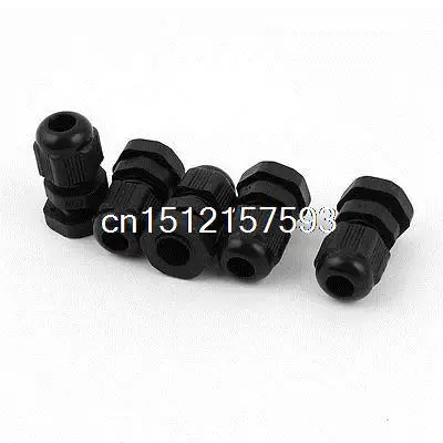 5 Pcs PG7 3.5mm to 6mm Waterproof Connectors Adapter Plastic Cables Glands Black |