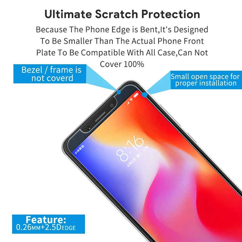 Protective glass for xiaomi redmi 6a s2 6 pro note 5 a2 lite xiaomei readmi mi 8 a1 6x 5x armor tremp screen protector tempered