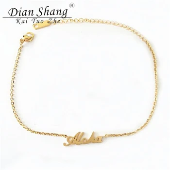 

DIANSHANGKAITUOZHE 10pcs Women Bracelets Stainless Steel Hawaiian Greeting Aloha Letter Bracelet Men Pulseras Mujer Bff Jewelry