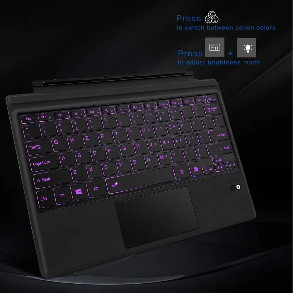 Teclado retroiluminado Bluetooth inalámbrico para Microsoft Surface Pro 6 2018 Pro 5 2017 Pro 4 Pro 3 teclado Bluetooth teclado de tableta - 5