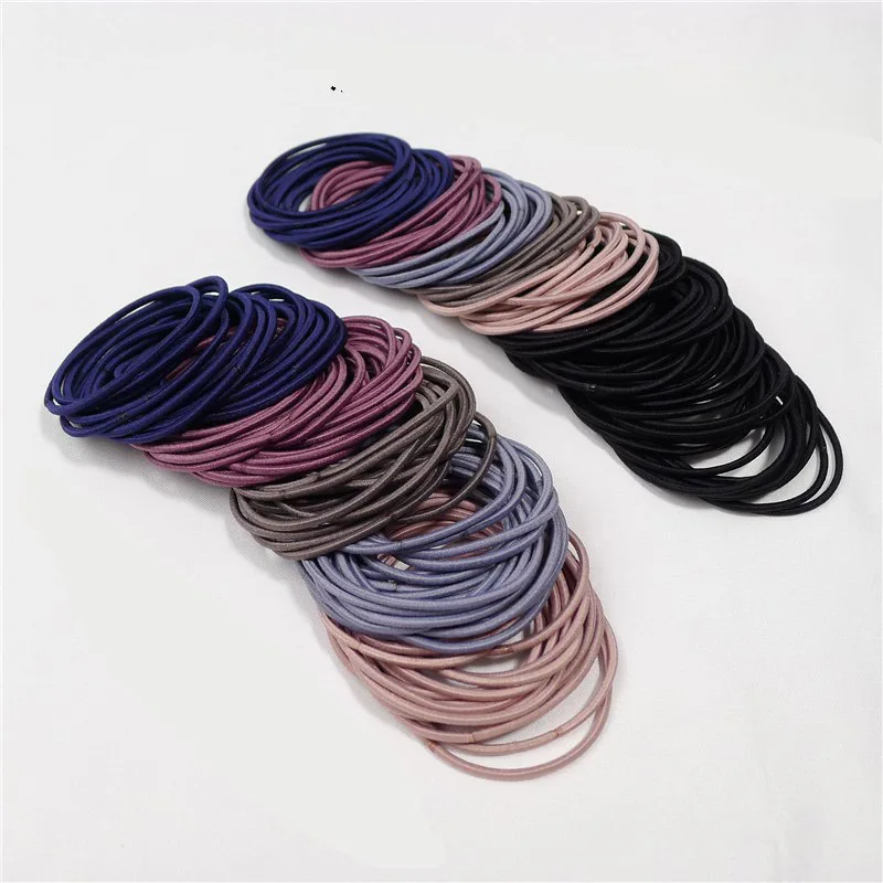 Новая мода 100 шт./лот 5 см размер тонкие эластичные резинки корейский стиль базовые женские головные уборы аксессуары для волос резинка для галстука