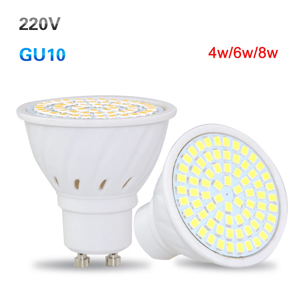 Светодиодный лампа GU10 светодиодный Spotlight AC 220 V 230 V 240 V светодиодный s 4 w 6 w 8 w Bombillas освещения лампы 2835 Светодиодный лампы Indoor