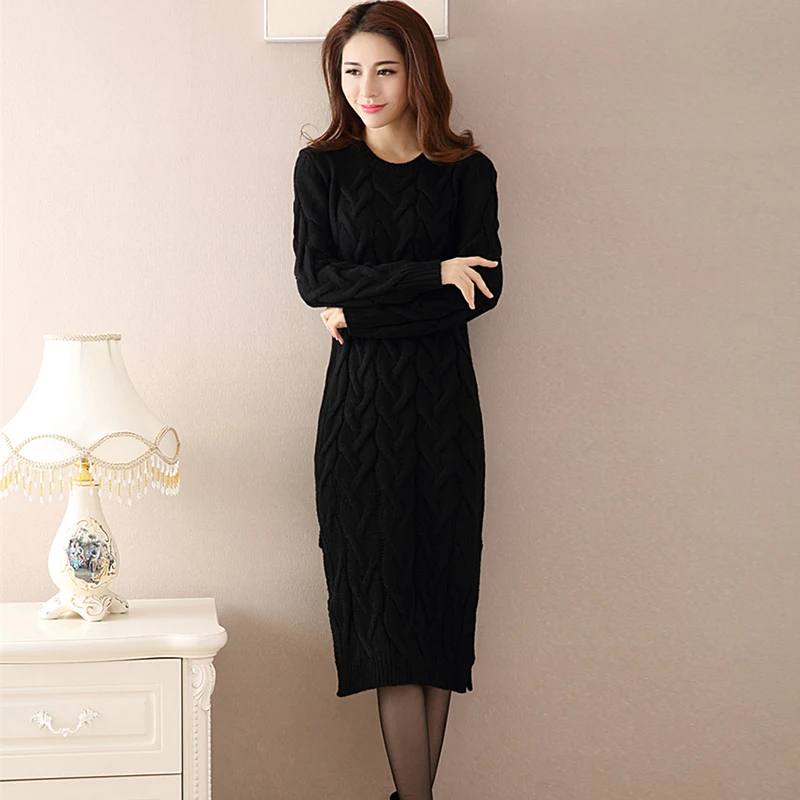 Платье свитер женское вязаное с круглым вырезом|sweater dress|casual dressdress fashion women |