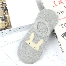 1 пара, женские невидимые летние носки, спортивные хлопковые носки, Мультяшные носки с большими ушками и кроликом, носки-лодочки, укороченные носки