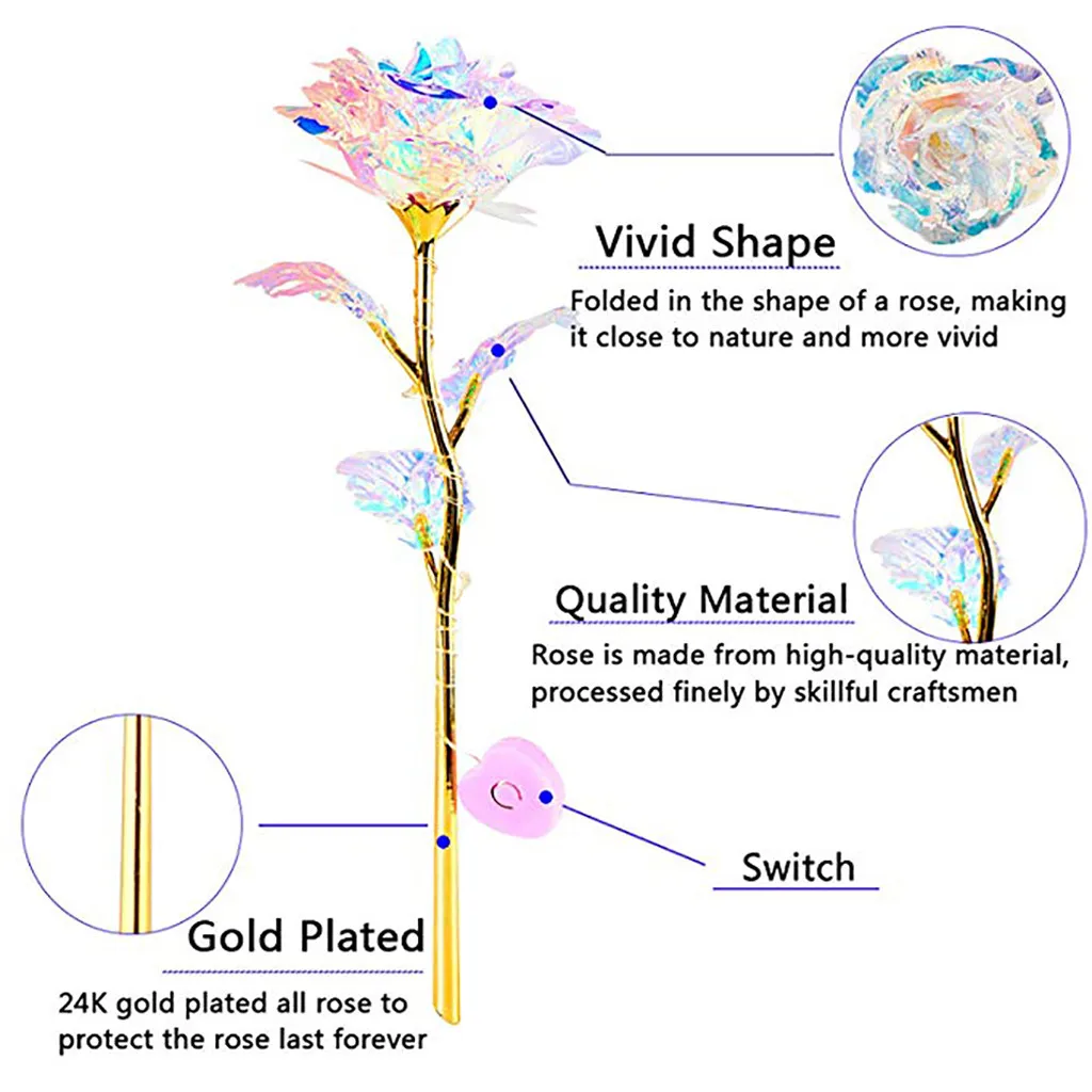 Красочные светящиеся Искусственный цветок розы уникальные подарки для девочек и женщин d90410