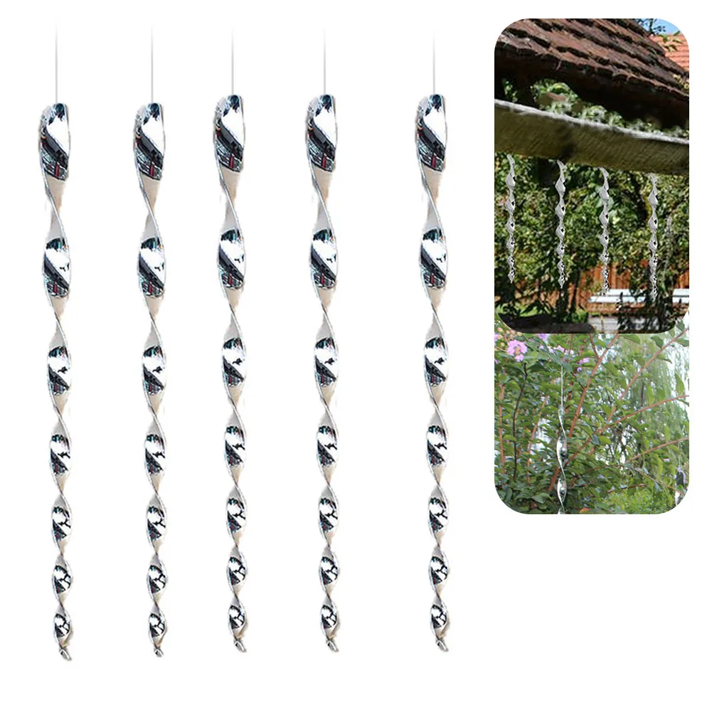 

4Pcs Repellent Hanging Decoration Protect Crop Spiral Design Reflective Portable Bird Scare Rod Safe Pigeons Outdoor Deterrent