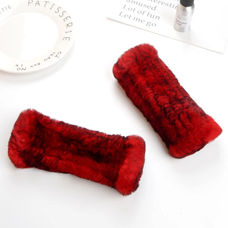 MIARA.L wholesales otter rabbit fur hand-woven dew point half-finger thickened thermal winter protective wrist long gloves