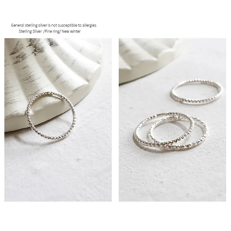 OLOEY Настоящее 925 пробы Серебряное кольцо простое блестящее тонкое кольцо на палец для женщин хорошее ювелирное изделие подарок Лидер продаж YMR536
