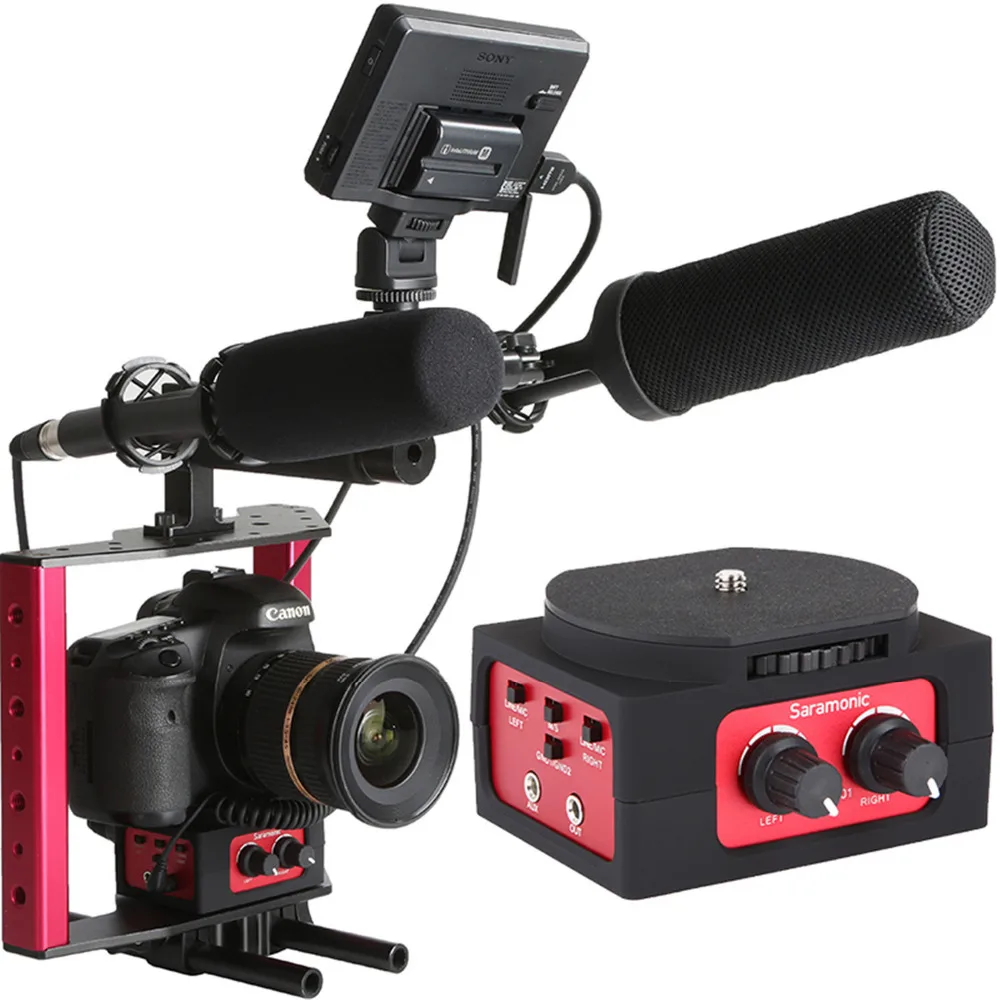Saramonic SR-AX101 2-х канальный аудио смеситель адаптер микрофона с XLR Сделано в Китае и 3,5 мм Inteface для Canon Panasonic DSLR Камера и камкордера