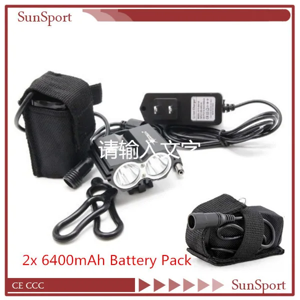 

T6 Bicycle Light HeadLight 5000 Lumens 4 Mode Waterproof Bike Front Light LED Head Lamp + 2x 8.4v 6400mAh Battery Pack & Charger