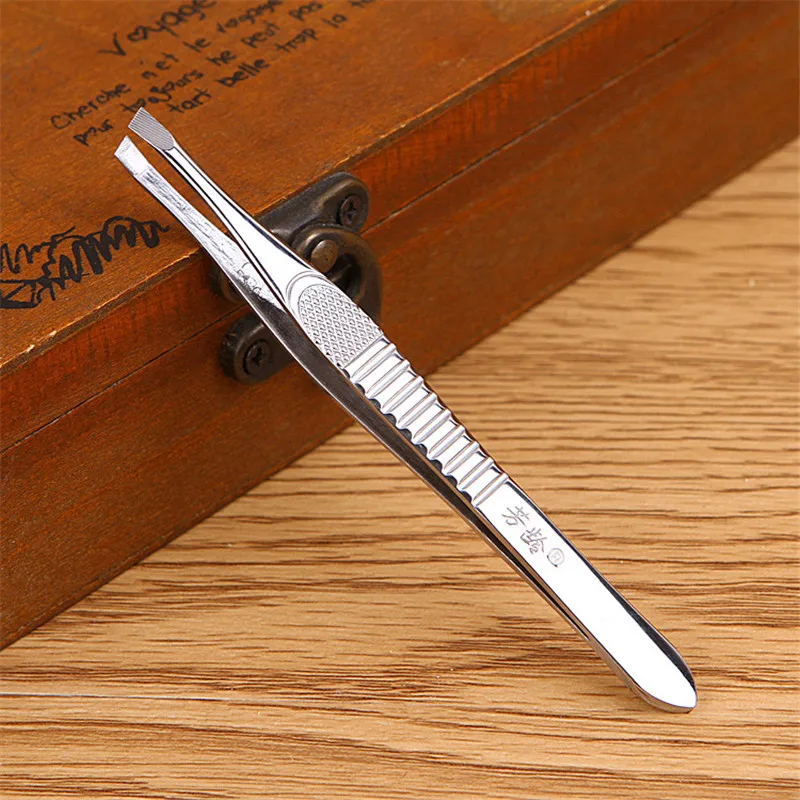 Stainless Steel Slanted Eyebrow Tweezers Face Hair Removal Clip Makeup Tool Women Cosmetics