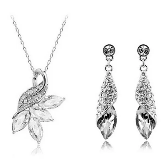 SHUANGR, Модные женские ювелирные наборы, австрийский кристалл, ожерелье, серьги, набор, подвеска на цепочке, ожерелье s для женщин, подарок