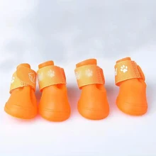  4PCS/set Lovely Dog Shoes Puppy Rubber Boots Candy Colors Waterproof Pet Rain Shoes Size S/M/L/XL/XXL 