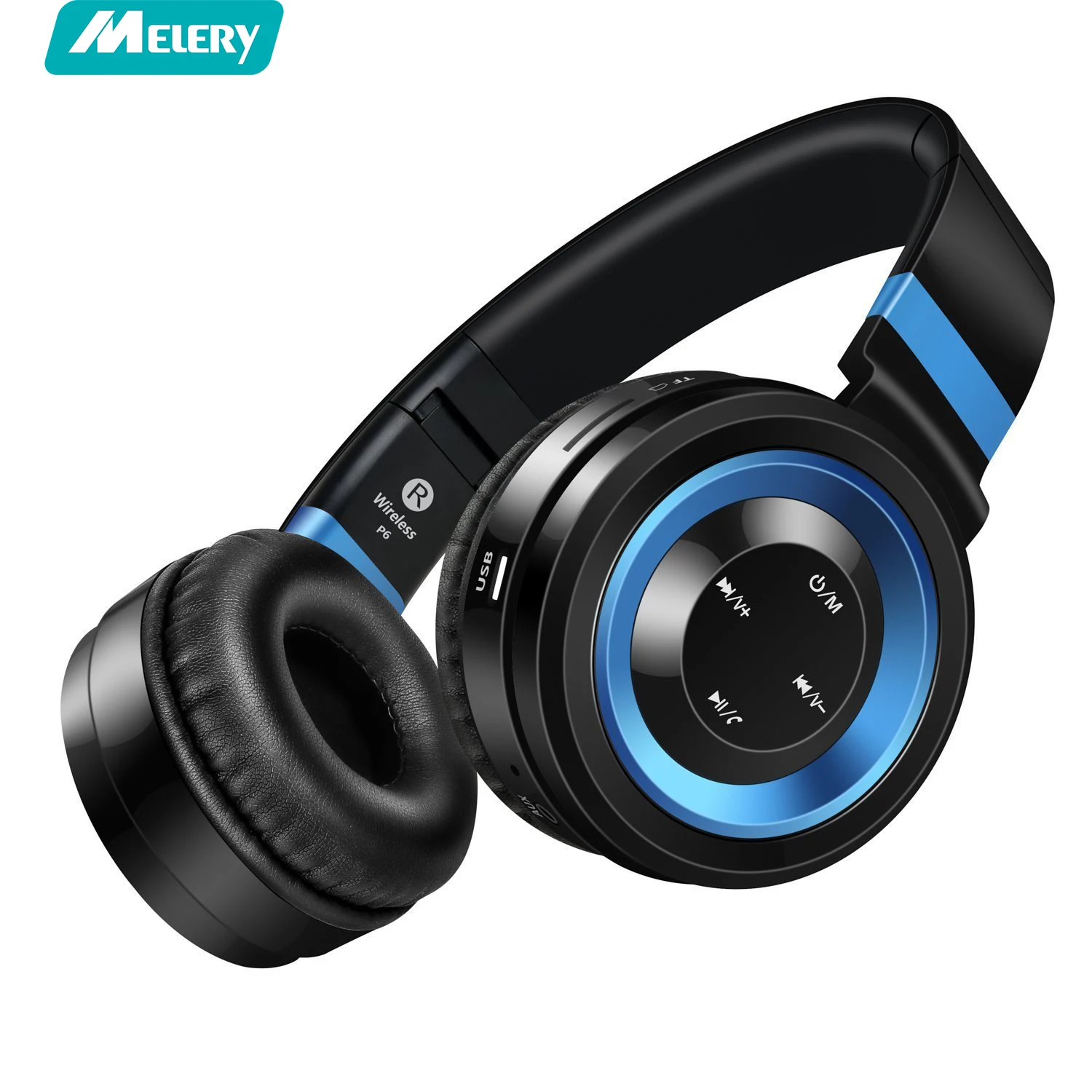 

Melery Bluetooth Headphones Wireless TF Card MP3 Player FM Radio Over-Ear Mic HD Stereo Headsets Control Foldable/Wired
