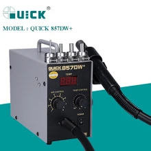 Station de retouche rapide 857DW + 110V/220V 580W pour pistolet à Air chaud, avec machine à dessouder à vent hélicoïdal pour SMD/SOIC/CHIP/PLCC/sac