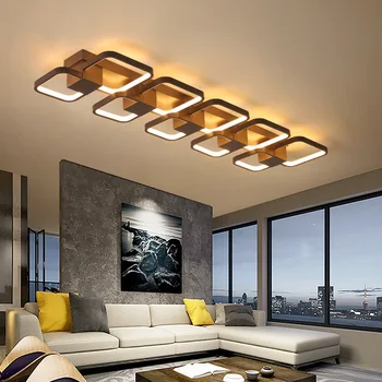 

Coffee Color Dimmable RC Led ceiling lights For Living Room Bedroom balcony decoration 110V 220V Modern Led ceiling lamp Fixture