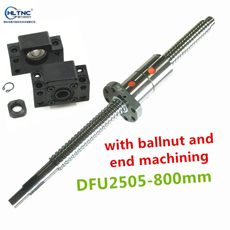

2sets DFU2505 Ball screw L800mm-Ballscrews+ a double nut +BK/BF20 for CNC XZY