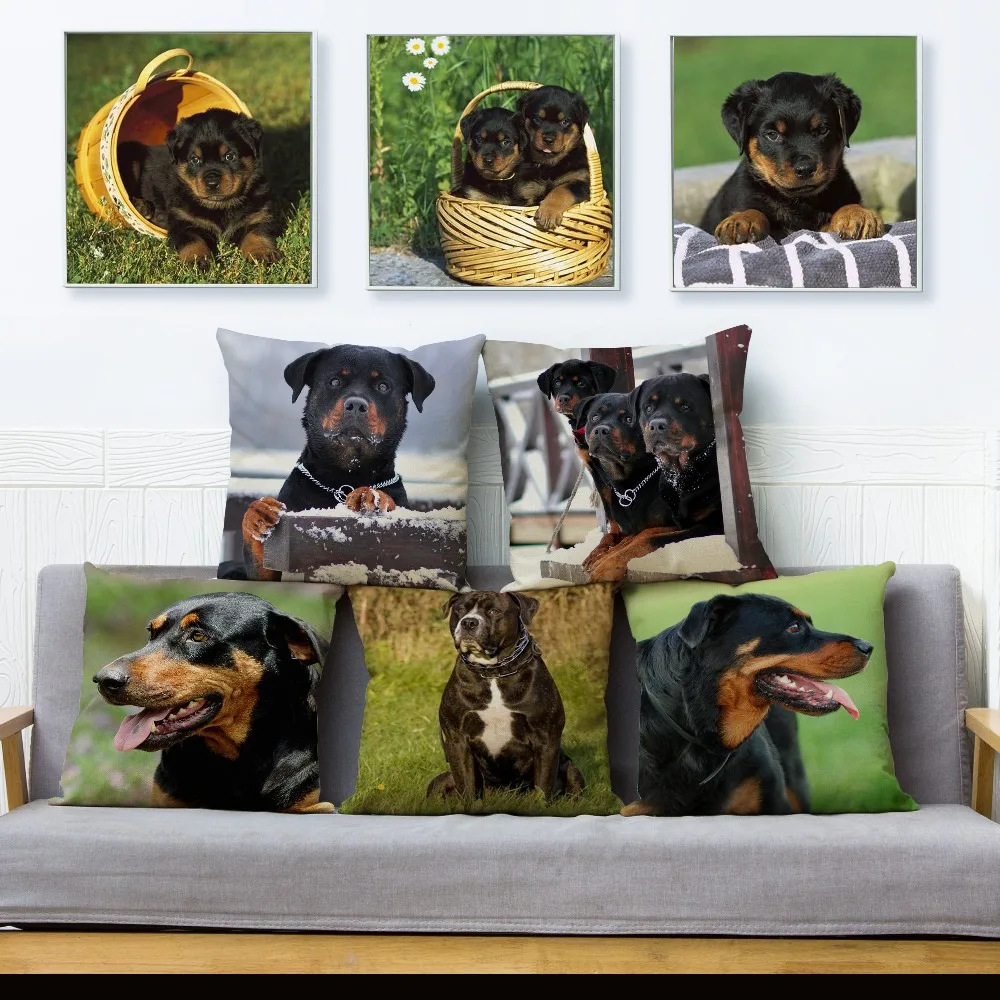 Наволочка для собак из Германии Loyalty Rottweiler 45*45 см льняные Чехлы подушек чехол