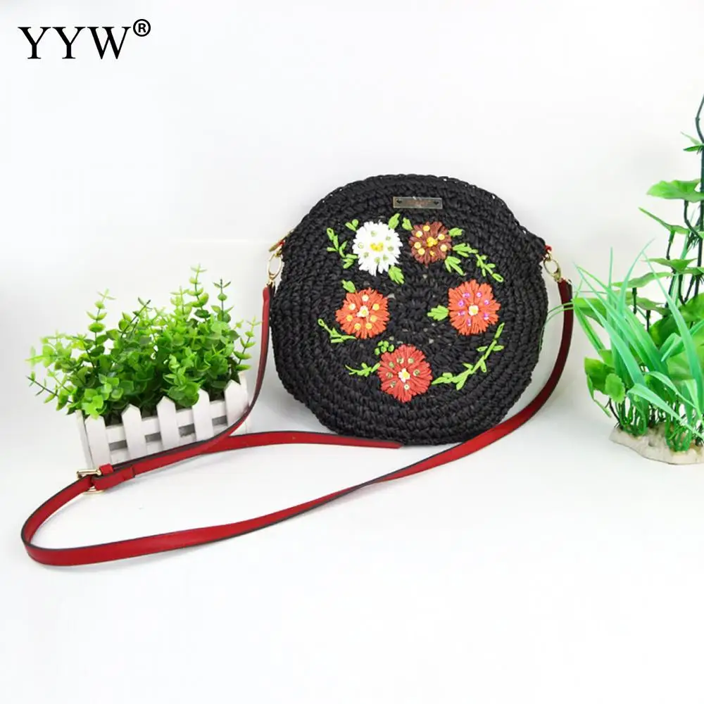 Straw Bucket Bag Boho Messenger Bag Woven Shoulder Bag Ladies Ladies
