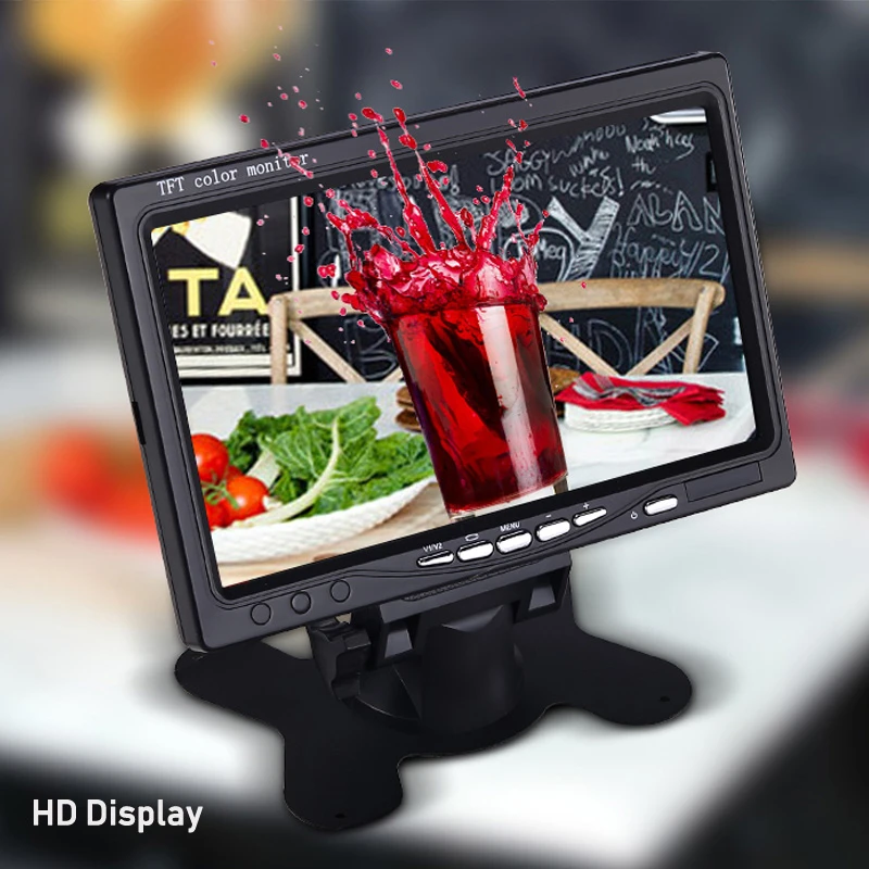 YuanTing 7 дюймов TFT-LCD автомобиля 2 видео Вход зеркало заднего вида dvd-плеер для подголовника DVD VCR монитор с пультом дистанционного управления и подставка Поддержка вращающийся 800*480