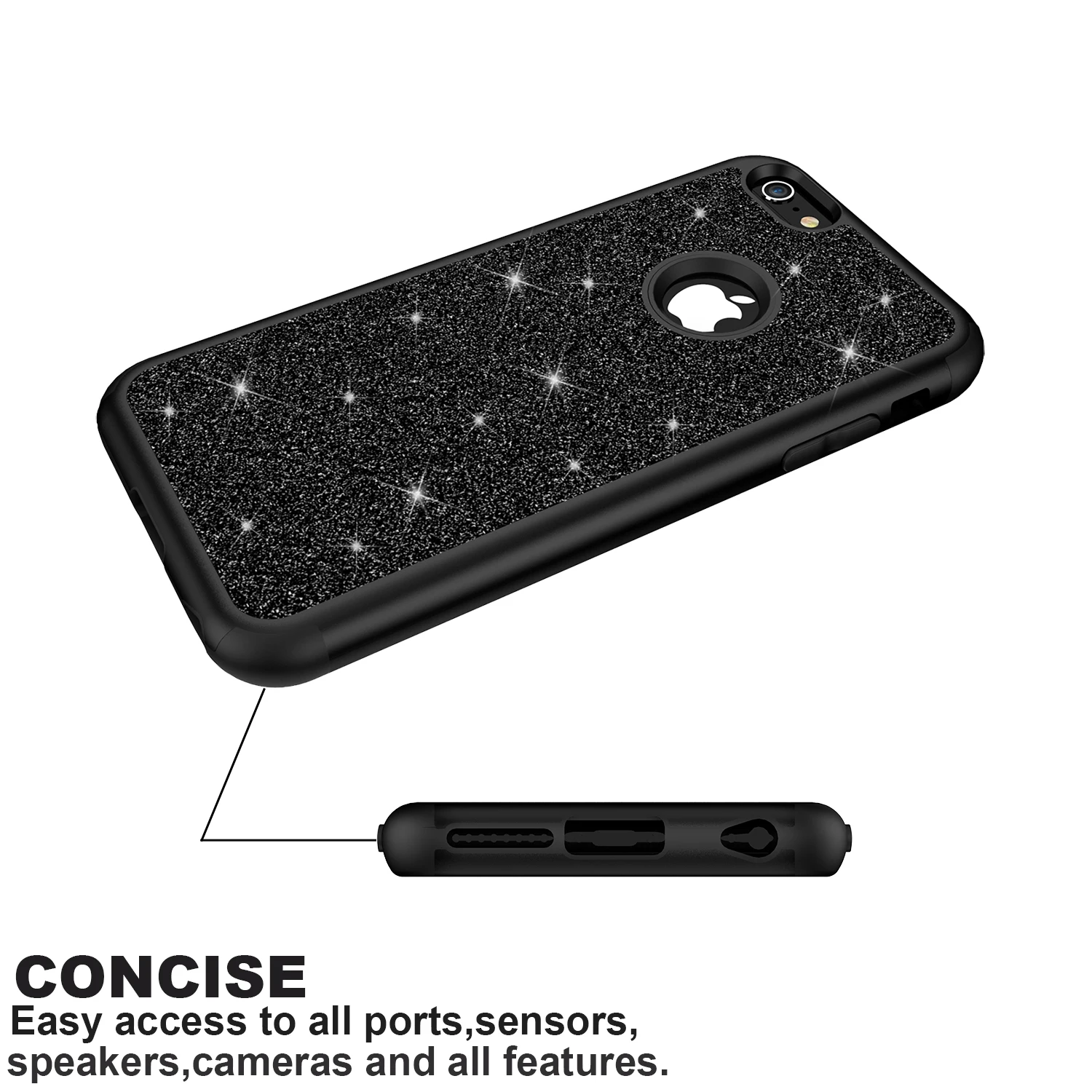 Чехол для Apple iPhone 8 7 6 Plus ударопрочный роскошный блестящий двухслойный резиновый