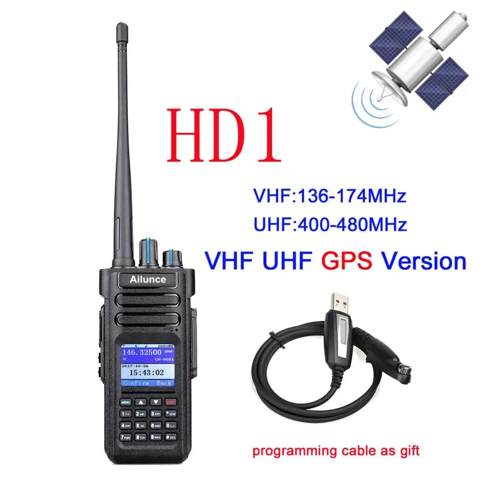 RETEVIS DMR радио Ailunce HD1 ветчина радио IP67 водонепроницаемая цифровая рация(gps) 10 Вт VHF UHF двухдиапазонный двухсторонний радио Amador - Цвет: VHF UHF GPS HD1