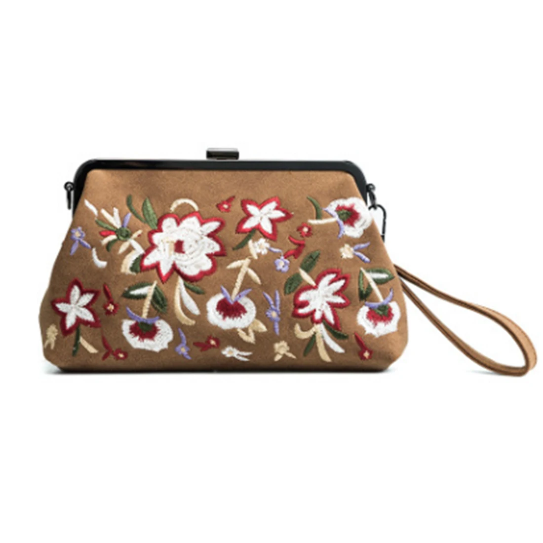 

embroidering flower women handbags vintage nubuck leather messenger bags retro floral female party clutch bags fashion bolsas
