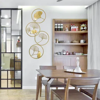 

New Chinese Creative Six Ring Ginkgo Leaf Xuanguan Chinese Wall Decoration Living Room Wall Decoration Hanging Wall Decoration