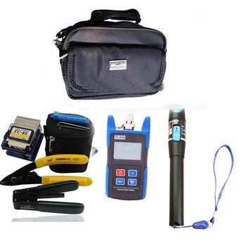 

Fiber Optic Bag FTTH Tool Kit with Optical Fiber Cleaver Cutter and Fiber Optic Power Meter TL510 and 1mw VFL Laser Pen Tester