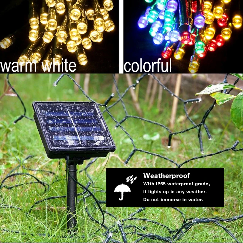50LED 7 м Солнечная гирлянда на солнечных батареях Рождественская для кемпинга