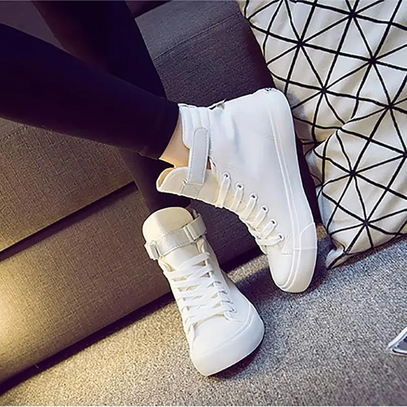 

Canvas shoes woman 2019 new fashion durable women sneakers high help breathable solid color women shoes student female shoes