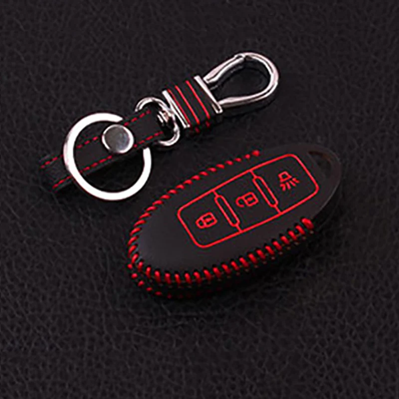 

Car Leather Remote Control Key Keychain Cover Case Bag Fit for X-Trail Qashqai Tidda Livida Teana March Juke