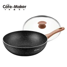 Кате чайник черный 30 см мрамор камень антипригарная алюминиевая сковорода вок с крышкой, PDF бесплатно