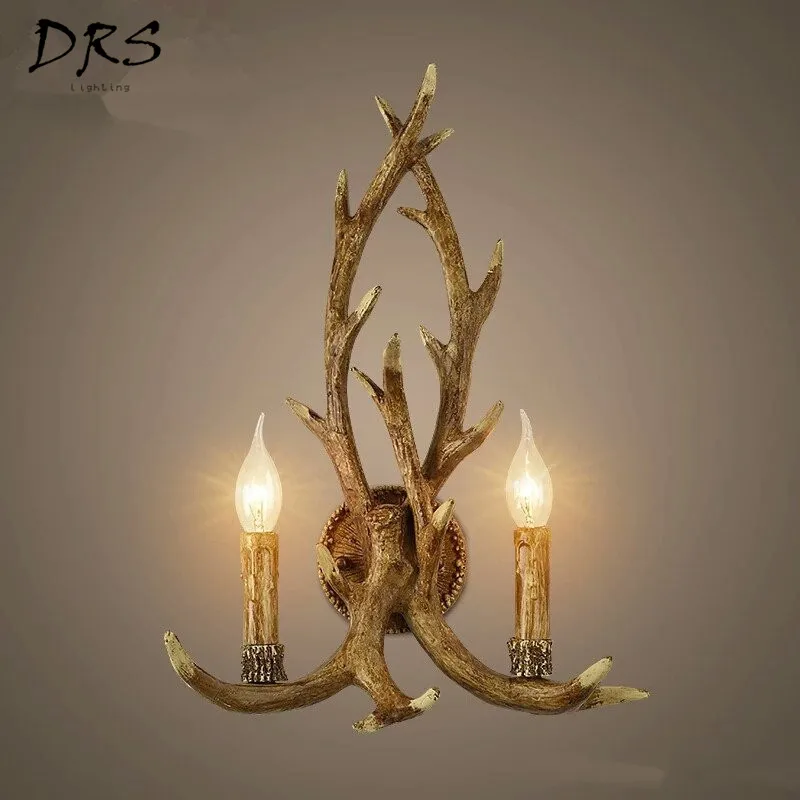 

American Vintage Antler Wall Light Creative Sprinkle Aisle Resin Wall Light Led Loft Decor Luminaire Living Room Decor Lighting