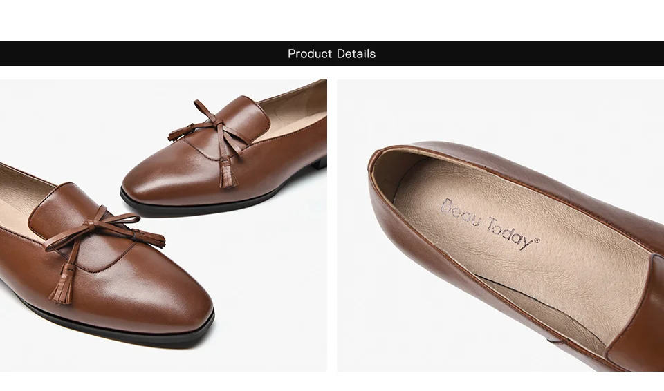 BeauToday/женские лоферы с бабочкой и бахромой; обувь ручной работы; Высококачественная обувь из натуральной кожи; брендовые слипоны на плоской подошве; 27084