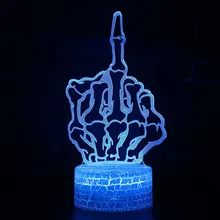 Средний палец тема 3D лампа светодиодный ночник 7 цветов Изменение сенсорного настроения лампа Рождественский подарок Прямая