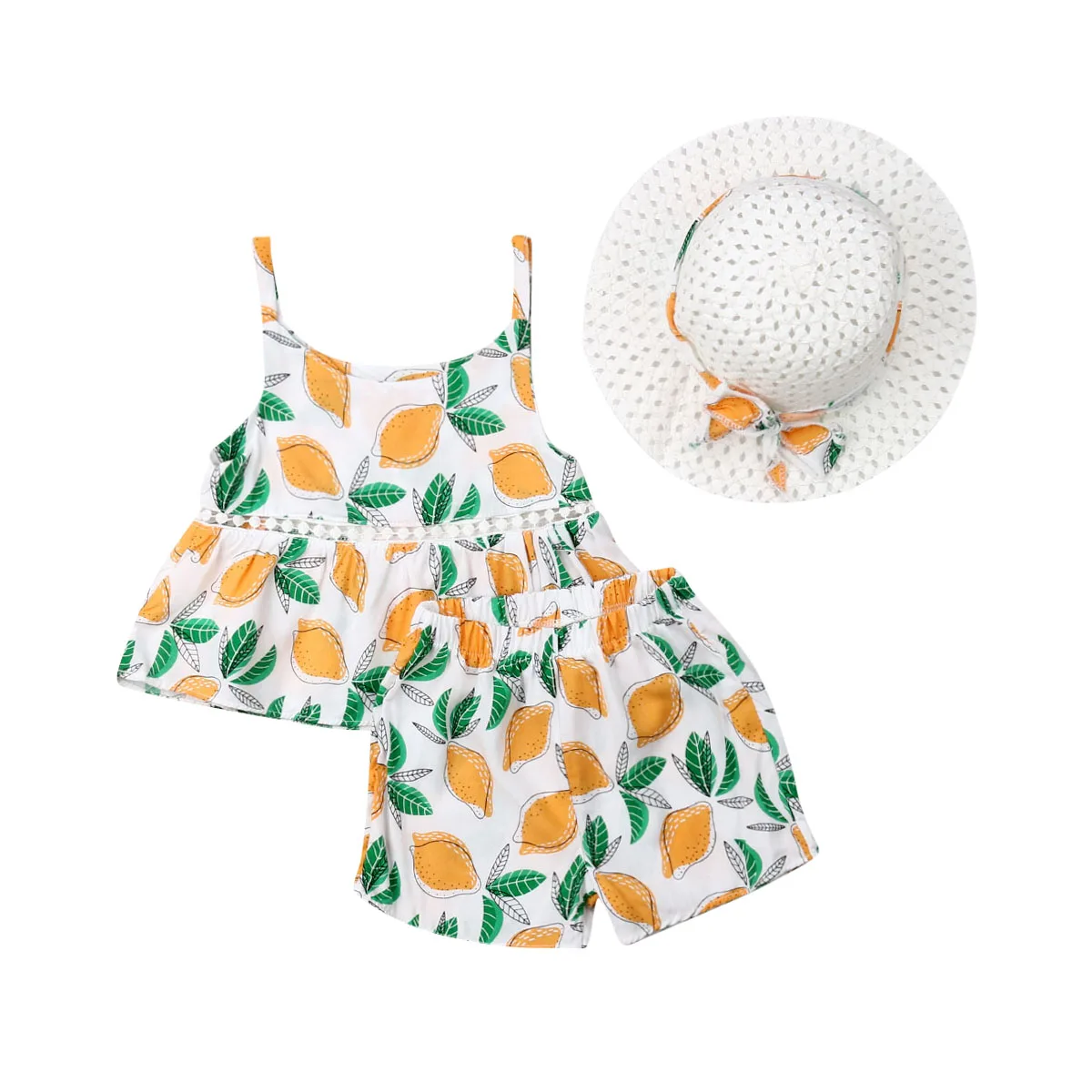 

New 3PCS Baby Kids Girl Summer Outfit Toddler Dress Top Pants Shorts Hat Clothes Set
