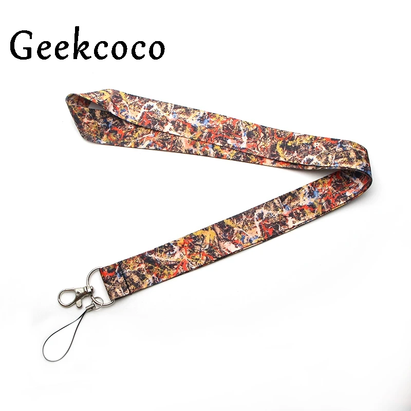 

Jackson Pollock painting keychain Accessories Safety Breakaway Mobile Phone ID Badge Holder keys Strap Neck lanyard Camera J0280