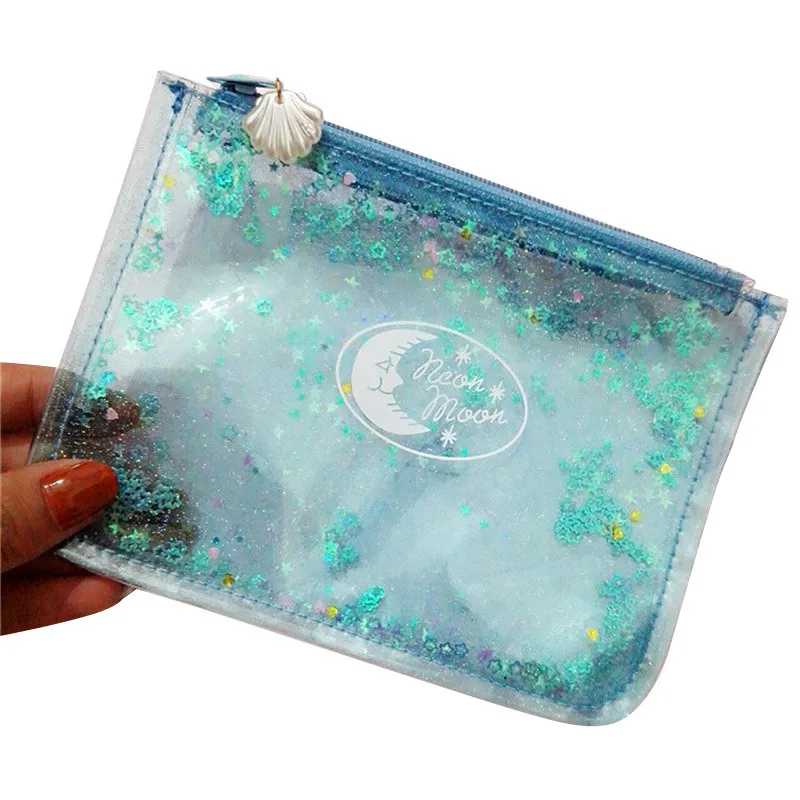 

Women Coin bag Paillette Quicksand Small Change Package zipper Transparent Wallet Holographic Clutch Fashion Makeup Bag