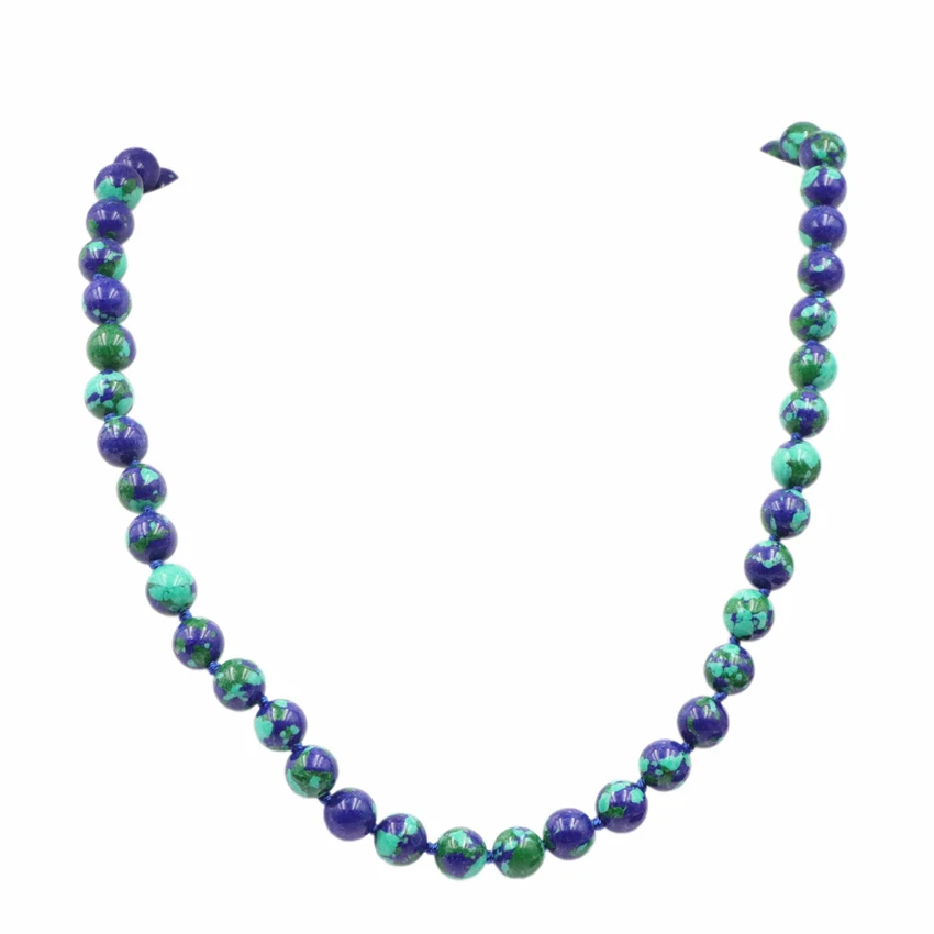 

8 10mm Round Lapis lazuli Chrysocolla Azurite Beads Necklace Stone Chain Strand Necklaces for Women Charming Gift Jewelry A722
