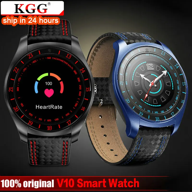 

KGG V10 Smart Watch Men with Camera Bluetooth Smartwatch Pedometer Heart Rate Monitor Sim Card Wristwatch for Android Phone