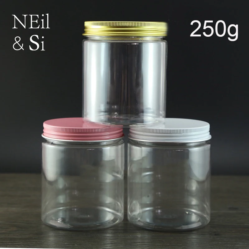 

Empty 250g Plastic Cosmetic Jar Refillable Body Lotion Cream Bottle Clear Facial Mask Packaging Containers Free Shipping