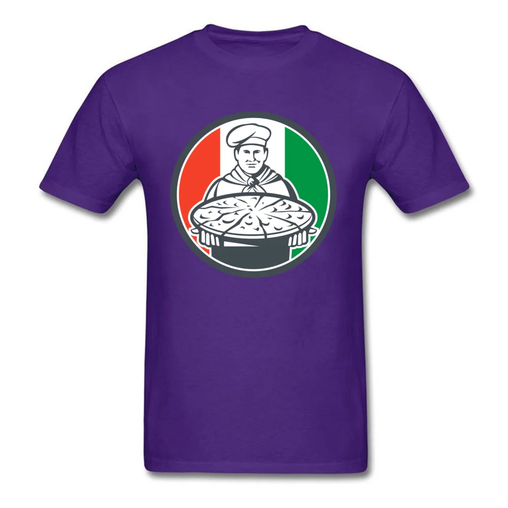 Italian Chef Cook Serving Pizza Circle Retro_purple