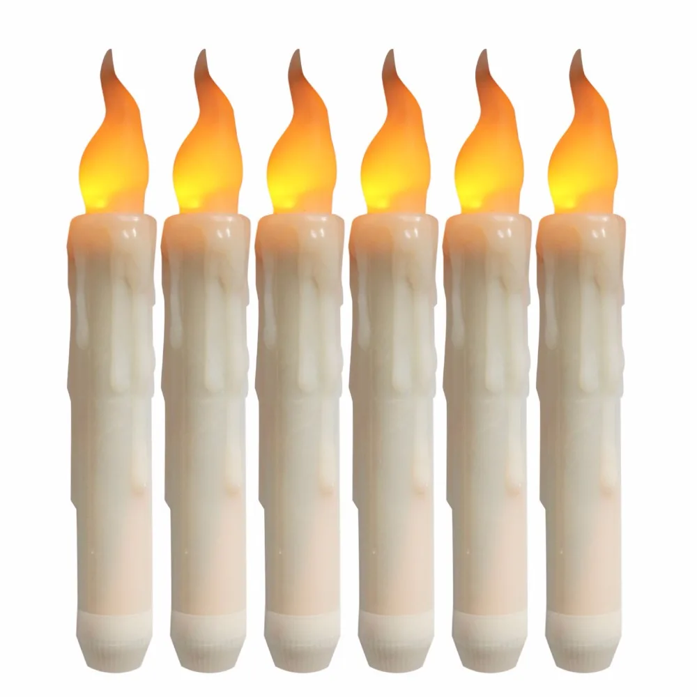 6PCS LED teardrop long candle yellow flash craft candle electronic